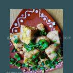 A plateful of stir-fried Dal Fara with tea on a dark, wet and rainy day for breakfast or as a snack