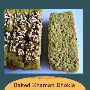 A serving of Moong Sprouts And Spinach Baked Khaman Dhokla.