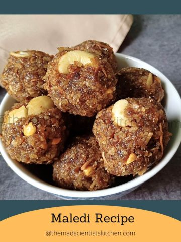 Our childhood tiffin felt extra special when we had Maledi Undi. A close-up of traditional laddoos made with jaggery, chapati, coconut, and poppy seeds