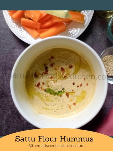 No cooking needed to make this quick sattu flour hummus. A quick recipe for delicious dips!