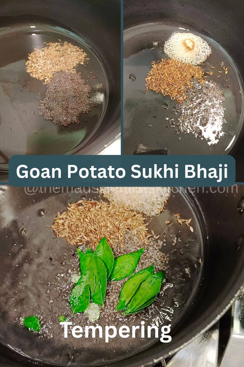 The tempering for Goan Sukhi Bhaji step 1
