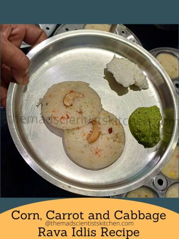 These Corn, Carrot and Cabbage Rava Idlis are light, colourful, and easy to make. A nutritious twist on the classic South Indian idli.