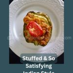 A serving of stuffed capsicum recipe Indian style that you can serve as a appetizer or a side-dish.