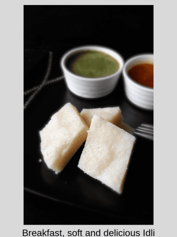 Idli, steamed dumpling, severed with green chutney and sambhar