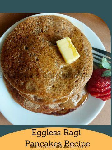 These ragi pancakes made without eggs are my kids love.