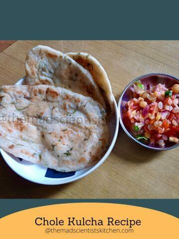 Chole Kulche served with spiced chole in a bowl and soft, butter-brushed kulchas.
