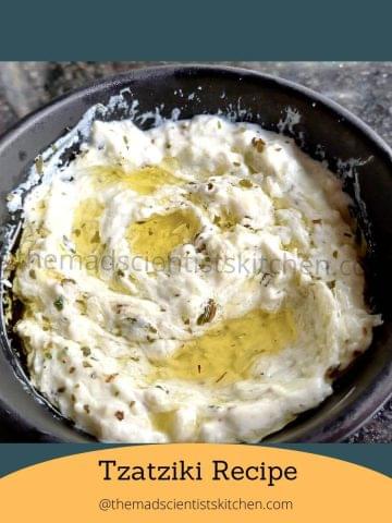 Homemade Tzatziki dip with cucumber, garlic, and Greek yoghurt.