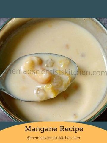 A serving of Mangane a recipe with Chana Dal, Sago and Coconut Milk